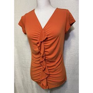 Alfani Women's Orange Ruffle Top Size M‎